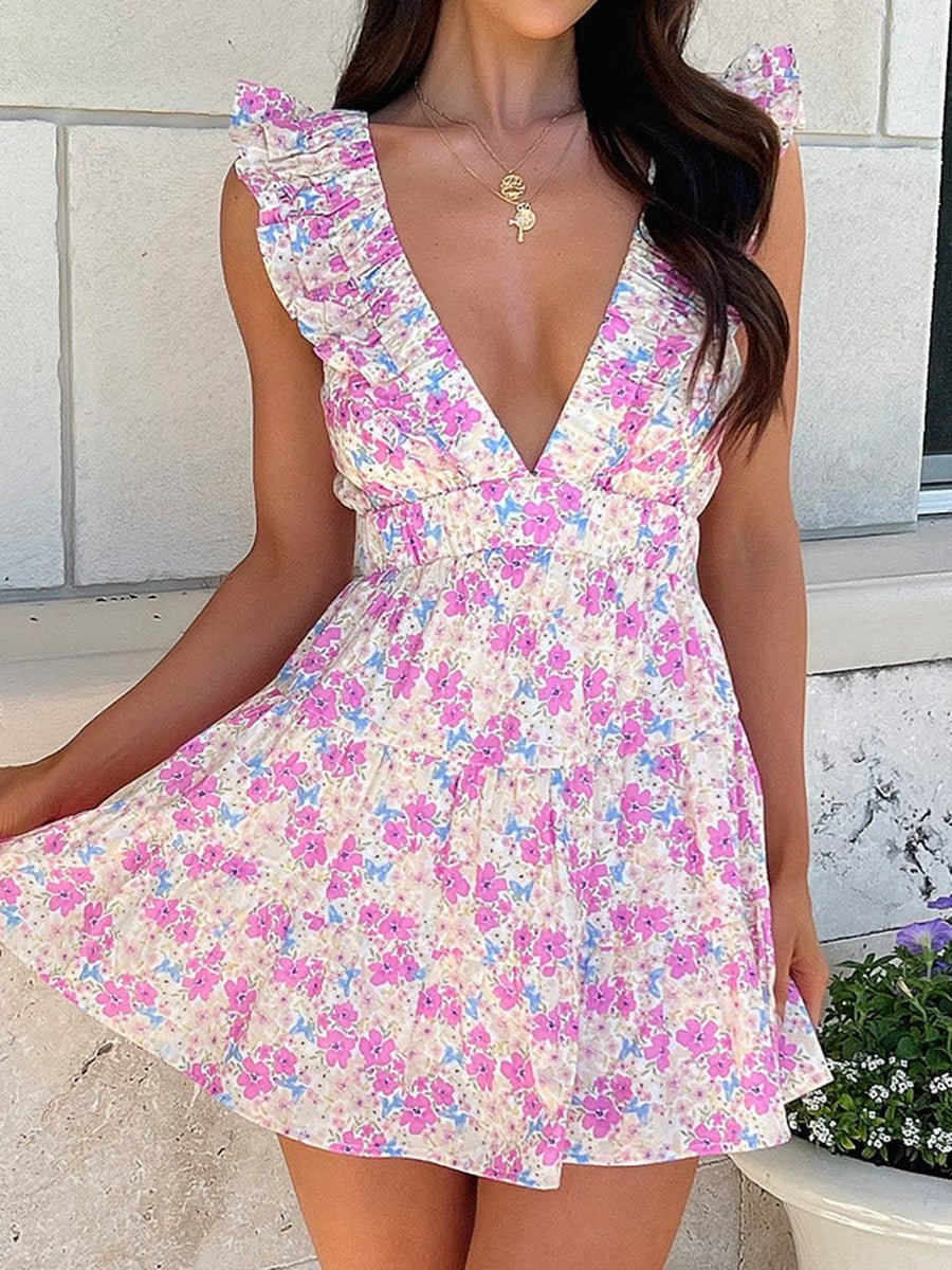SOERA Miranda Floral Mini Dress - Dress - SOERA-744515-PIN-XS-06339 XS