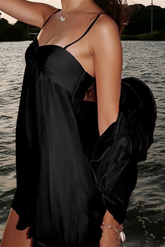 SOERA Mireille Off Shoulder Chiffon Mini Dress - Dress - Black L