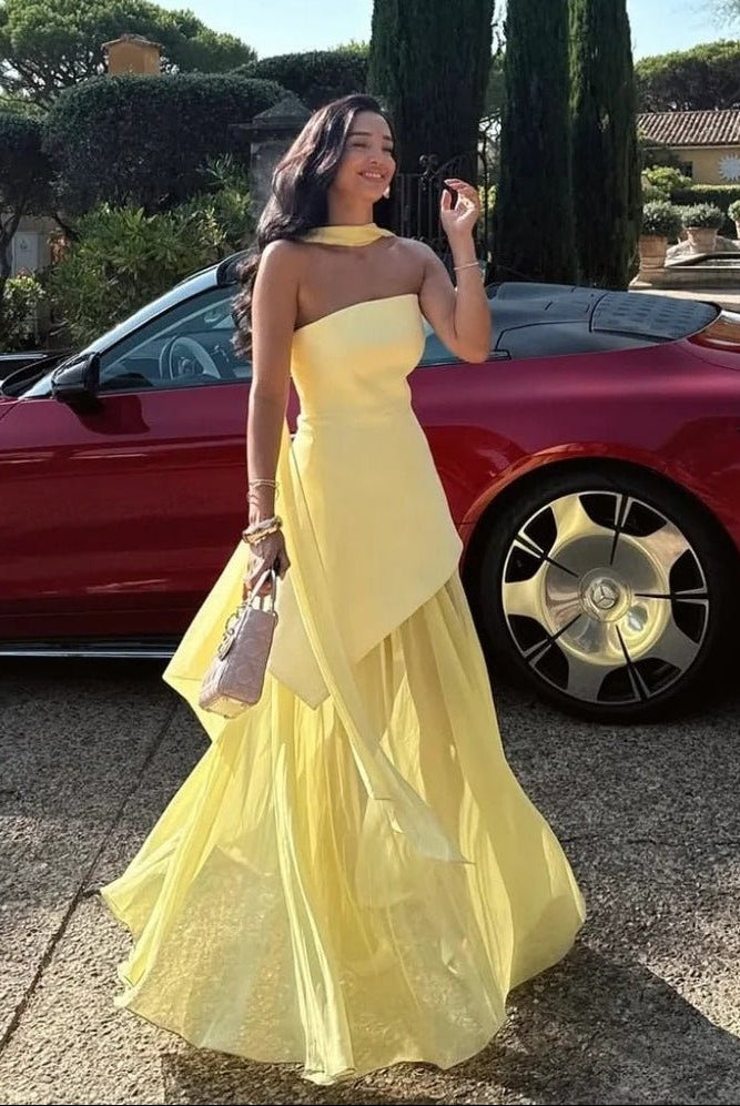 SOERA Ophelia Asymmetric Sheer Maxi Dress - Dress - SOERA-028419-S-BUTTER-53987 Butter Yellow S