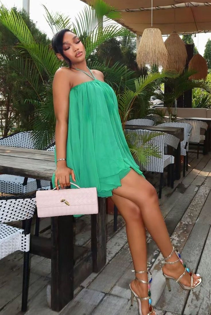 SOERA Sienna Backless Halter Mini Dress - Dress - SOERA-012227-DEF-OS-86252 Green S