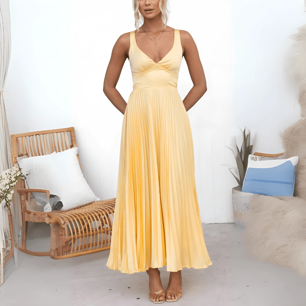 SOERA Sophia Flowing Pleated Summer Maxi Dress - Dress - M