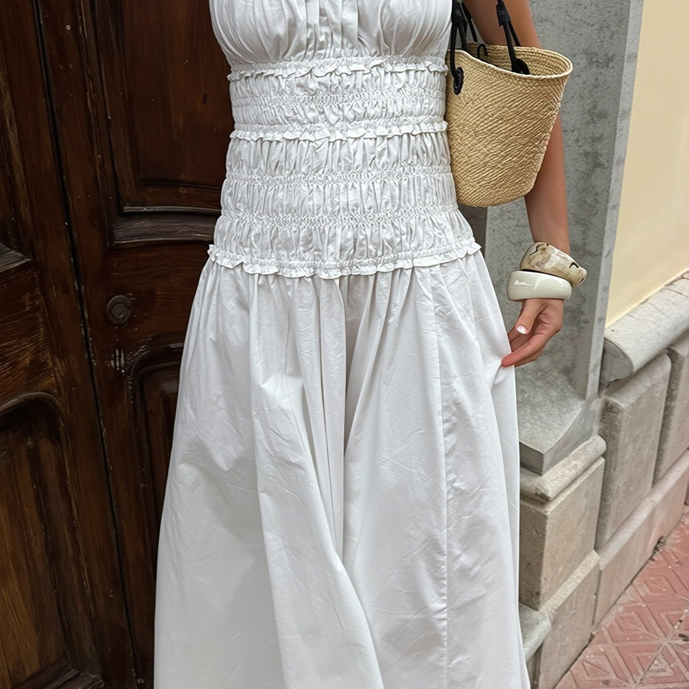 SOERA Sophia Square Neck Bodycon Maxi Dress - Dress - SOERA-012547-WHI-S-19363 White S