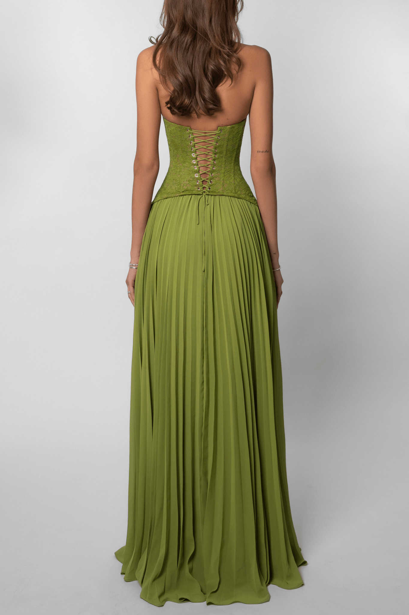 SOERA Vivian Pleated Corset Maxi Dress - Dress - Green S