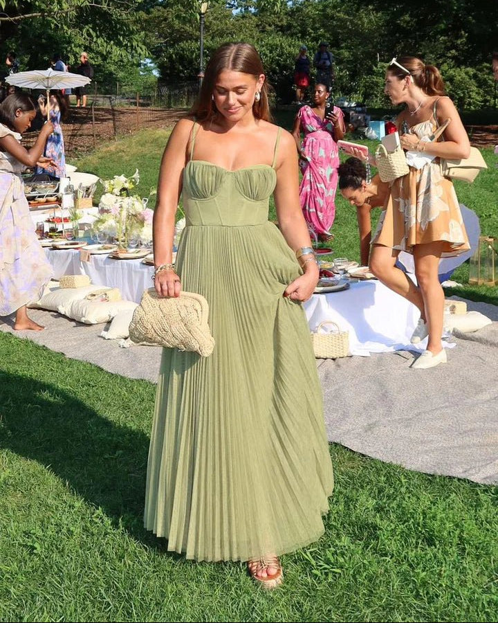 SOERA Vivienne Pleated Sleeveless Maxi Dress - Dress - Green S