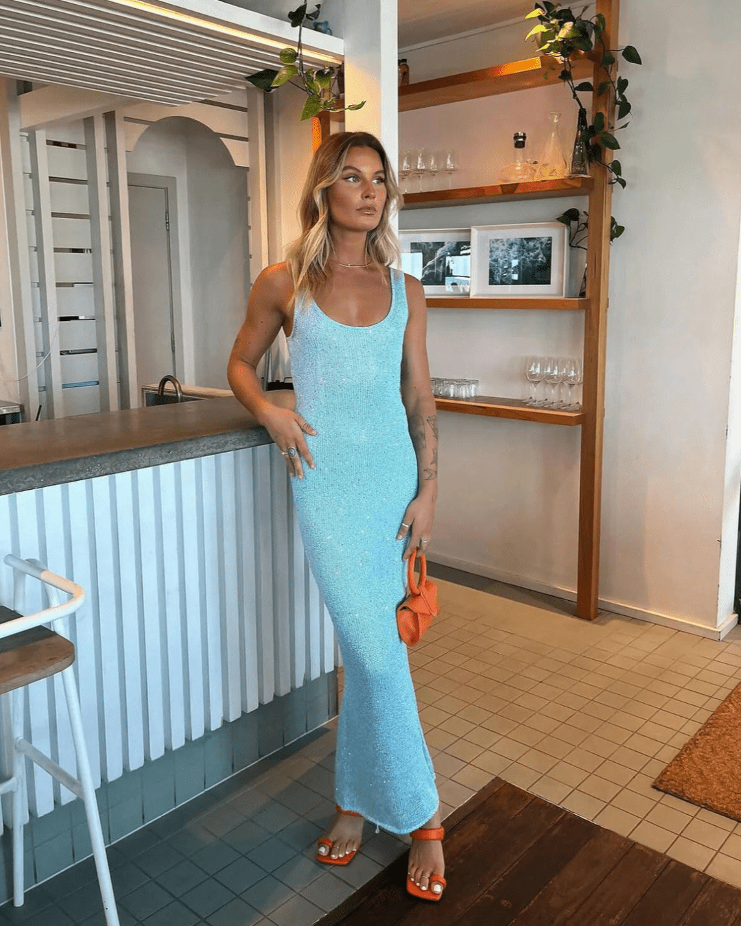 SOERA Zenaya Sequined Sheer Maxi Dress - Dress - Blue M