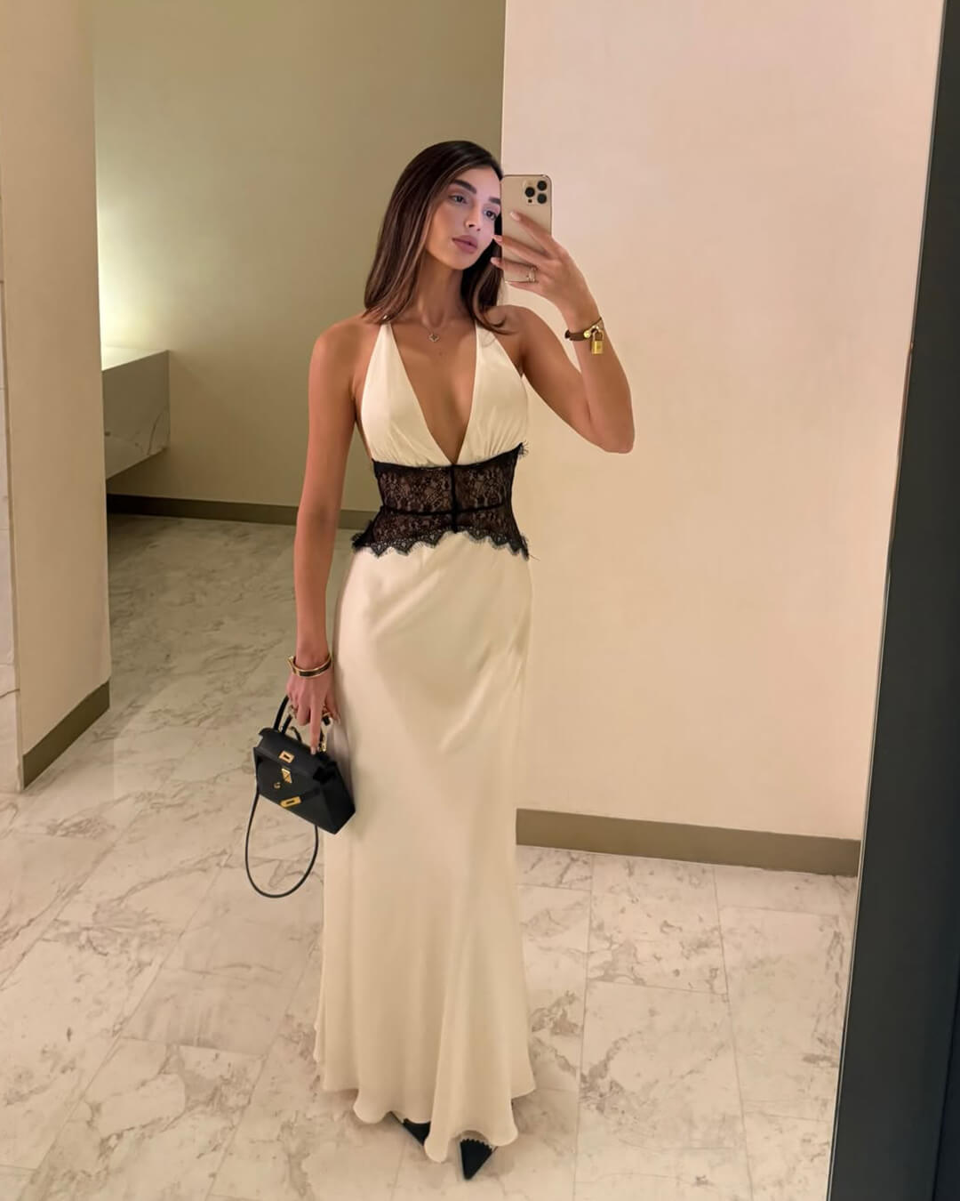 SOERA Astrid Satin Lace Waist Backless Dress - Dresses - 1005008895213429-;XZ1764877297359243103 White M