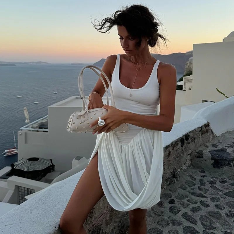 SOERA Jennifer Sleeveless Draped Mini Dress - Dresses - 1005009485132628-;yK1772045930956267736 White S