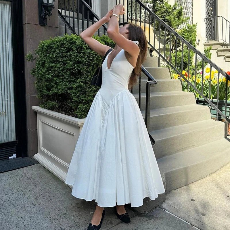 SOERA Kristy Deep Neck Maxi Dress - Dresses - 1005007292890333-;gG1771582051650690095 Light Blue M