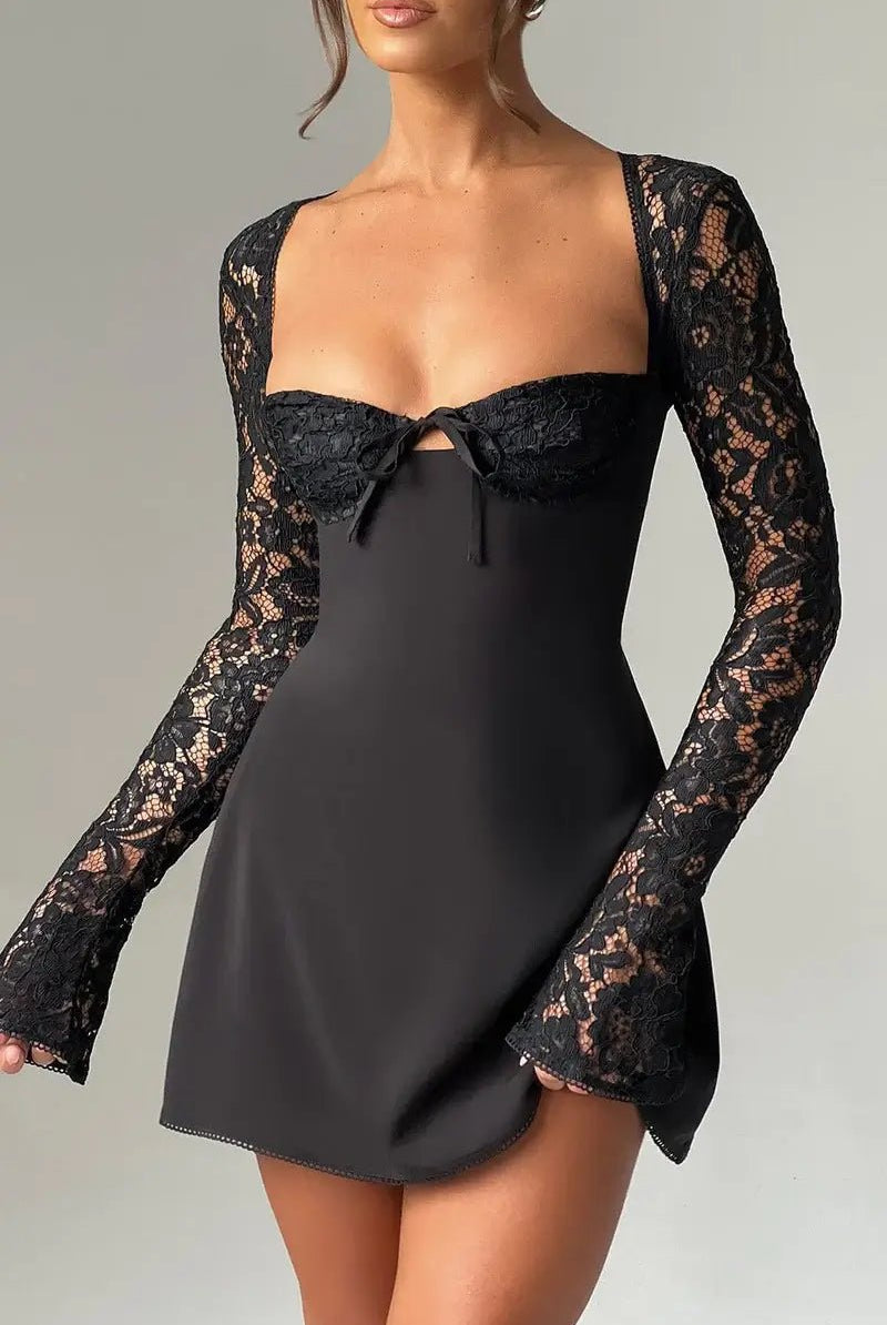 SOERA Louise mini dress with lace details - Dresses - DWOD4-HT169017 black S