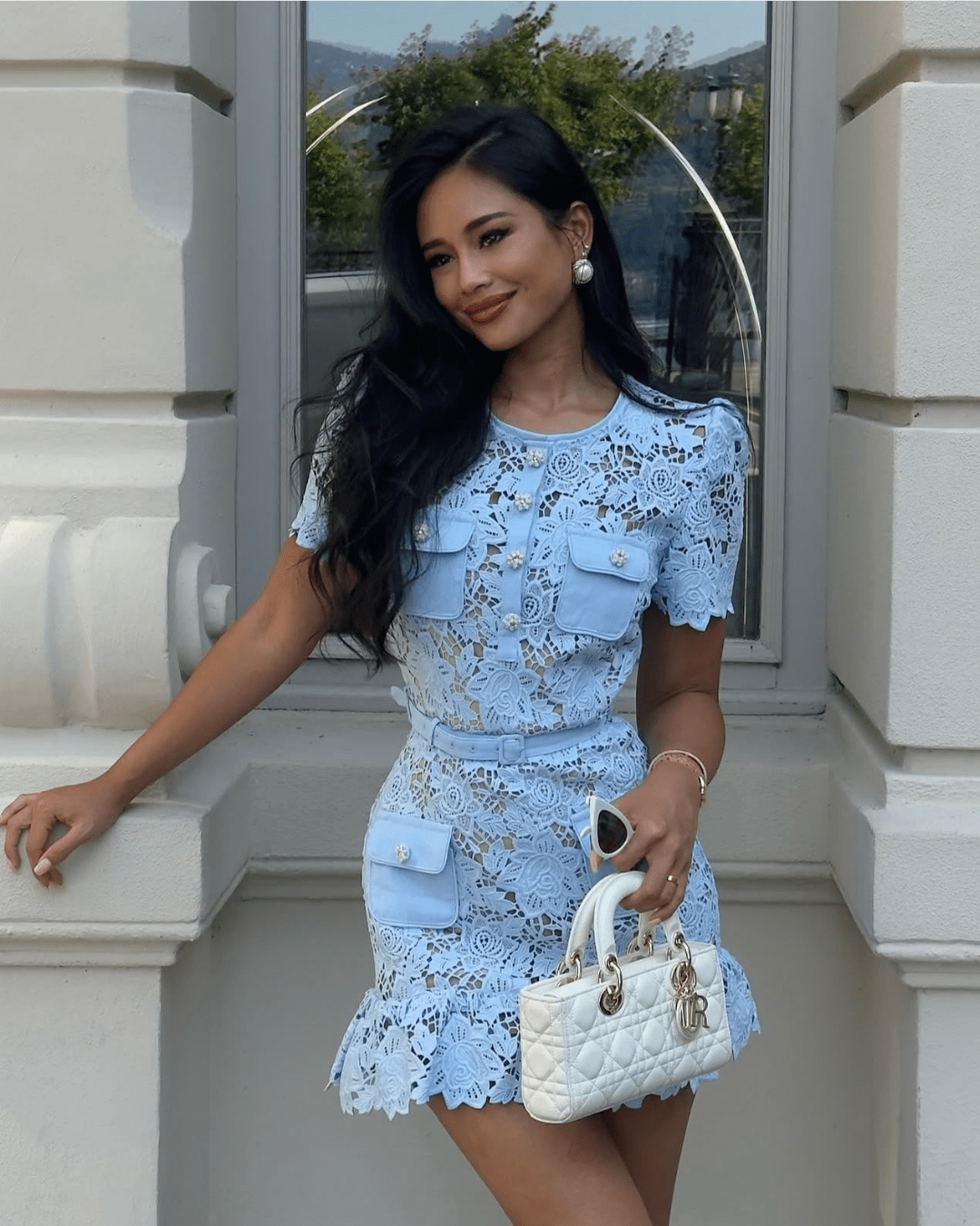 SOERA Remy Floral Lace Mini Dress - Dresses - Blue L