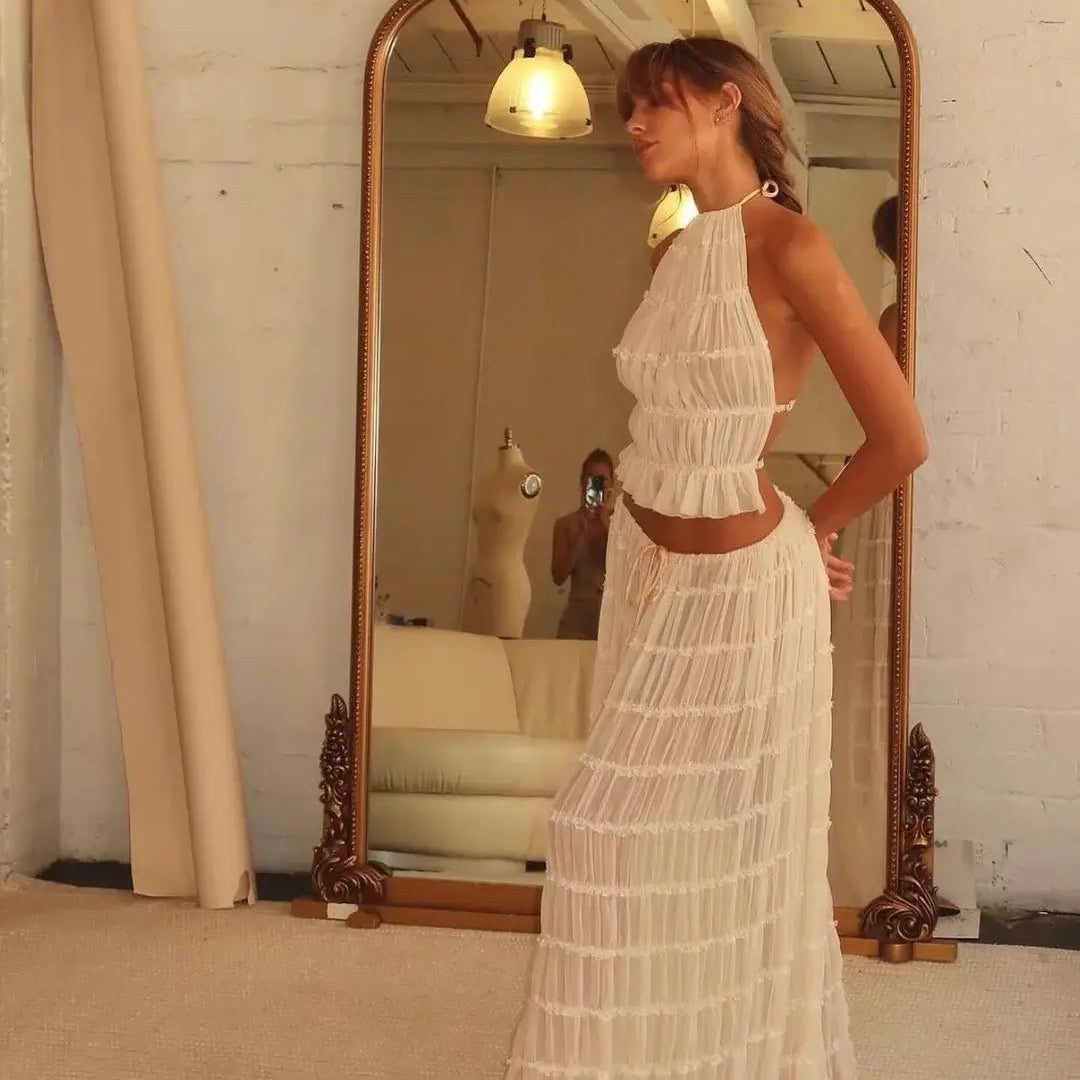 SOERA Valerie two - piece set with frill details - Dresses - DWOD2-QK630001 creme S