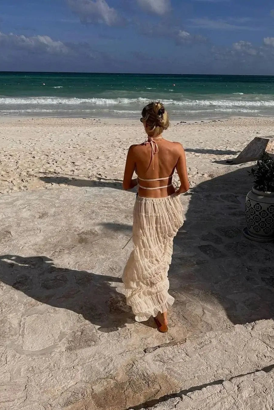 SOERA Valerie two - piece set with frill details - Dresses - DWOD2-QK630001 creme S