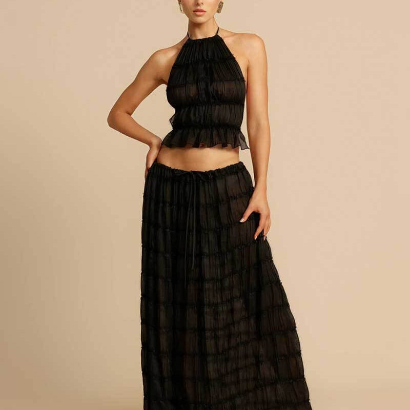 SOERA Valerie two - piece set with frill details - Dresses - DWOD2-WK023005 black S