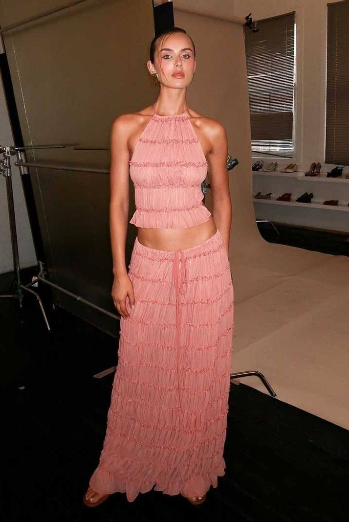 SOERA Valerie two - piece set with frill details - Dresses - DWOD2-WK023017 pink S