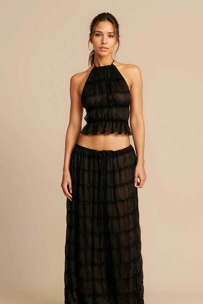 SOERA Valerie two - piece set with frill details - Dresses - DWOD2-WK023017 pink S