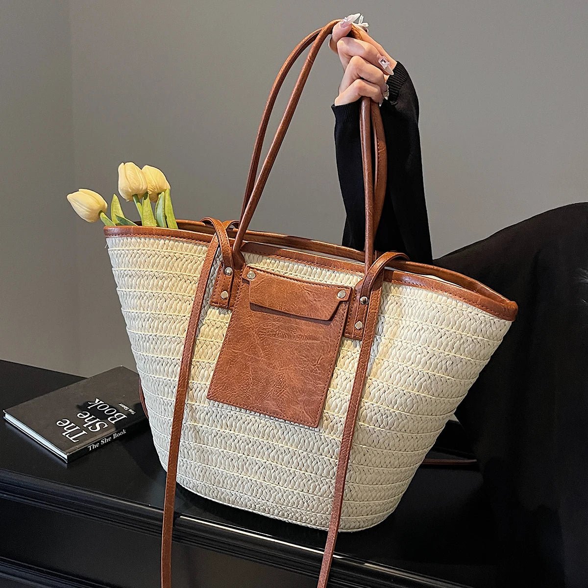 SOERA Beatrice Forest Woven Single - Shoulder Tote - Handbags - Beige