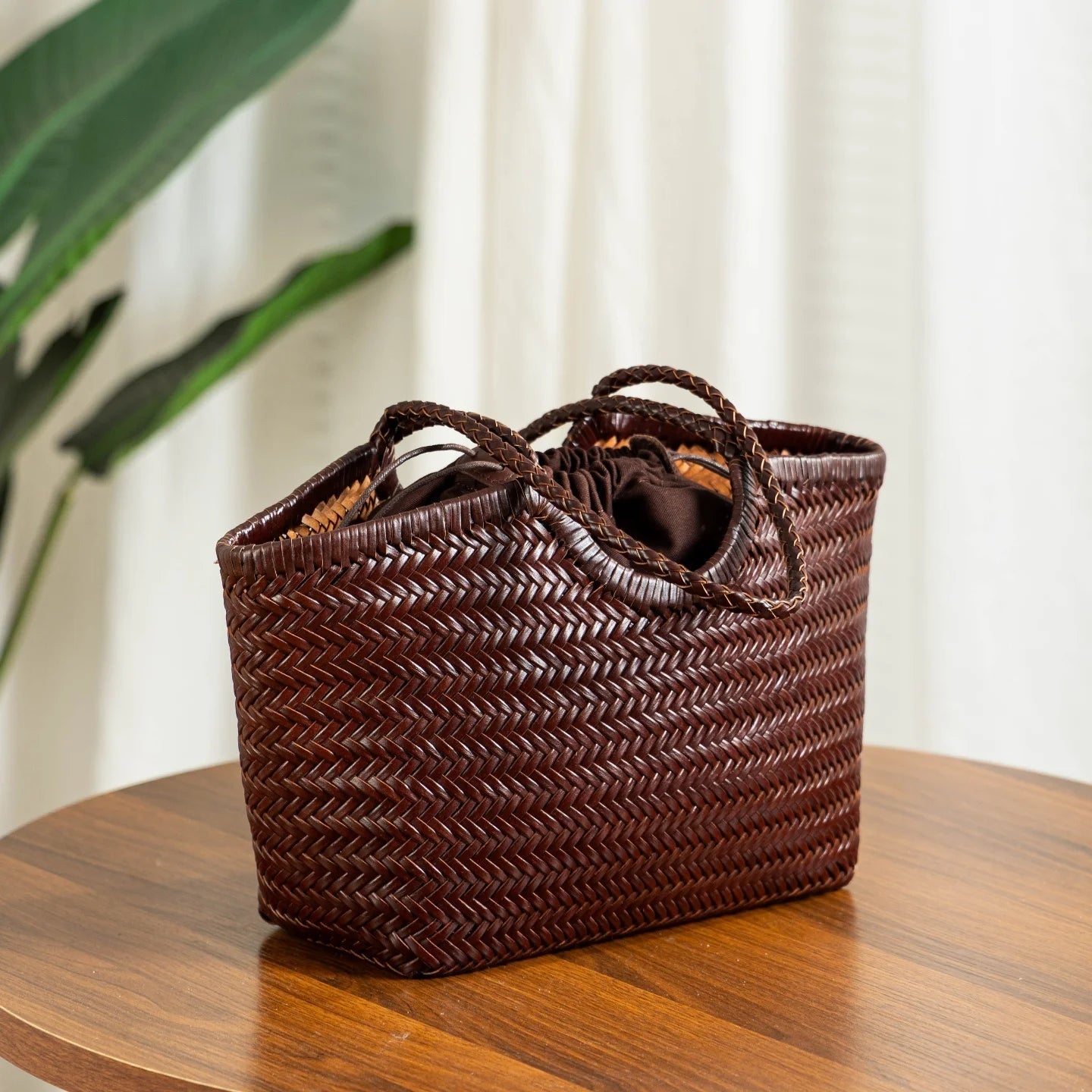 SOERA Bianca Handwoven Leather Tote Bag - Handbags - Green Small