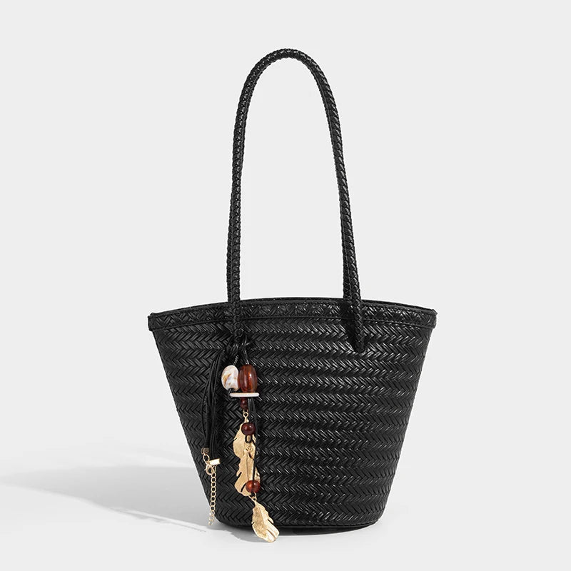 SOERA Meryl Woven Bucket Handbag with Pouch - Handbags - 1005009214177960-;OZ1775031590860362256 Coffee