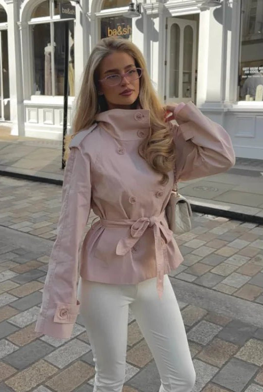 SOERA Amy Belted Trench Jacket - Jacket - SOERA-188035-1-S-31523 Pink S