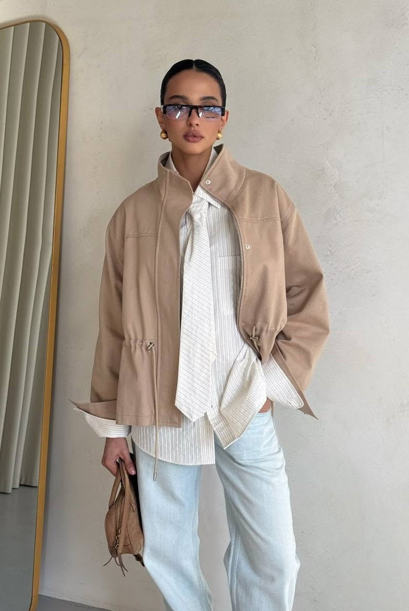SOERA Esther Stand Collar Jacket - Jacket - SOERA-381763-KHA-L-21987 Beige L