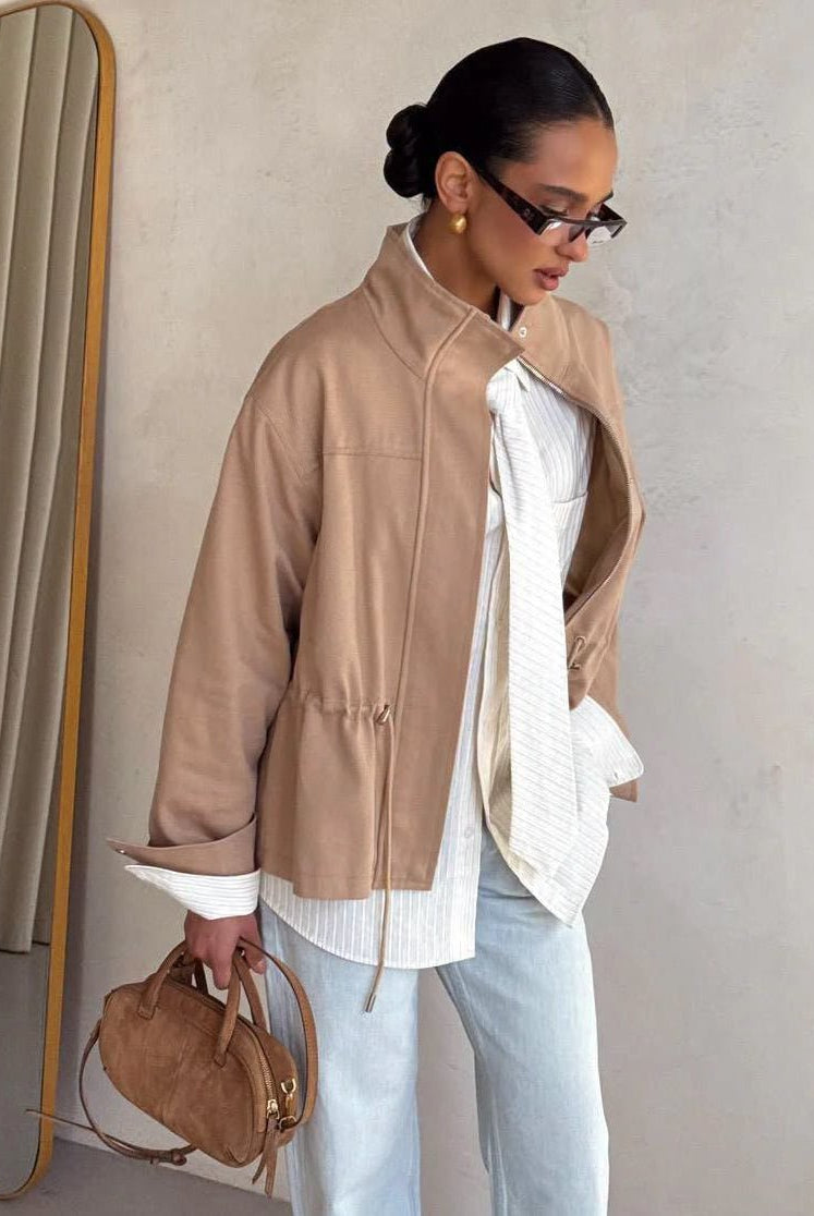 SOERA Esther Stand Collar Jacket - Jacket - SOERA-381763-KHA-L-21987 Beige L