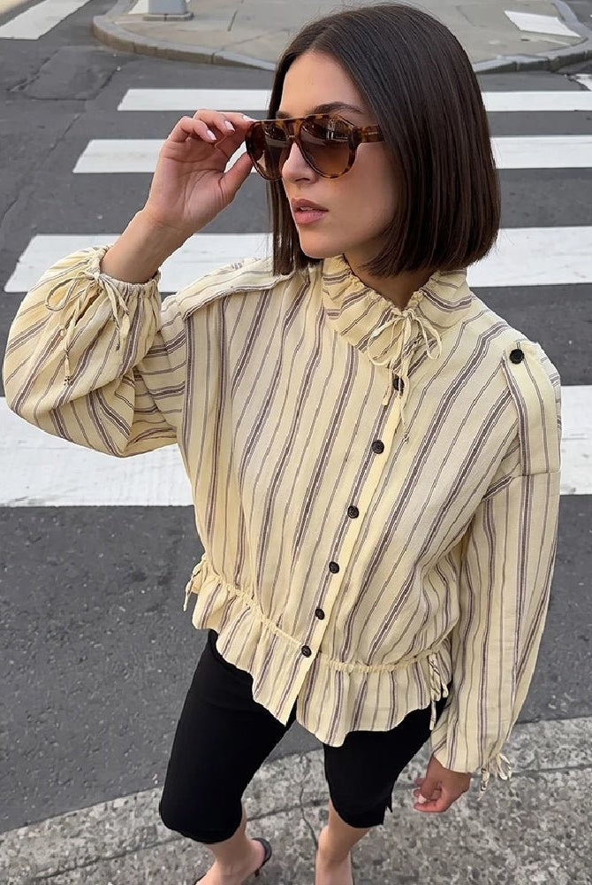 SOERA Gina Stand Collar Striped Jacket - Jacket - SOERA-830979-STR-XS-24259 XS