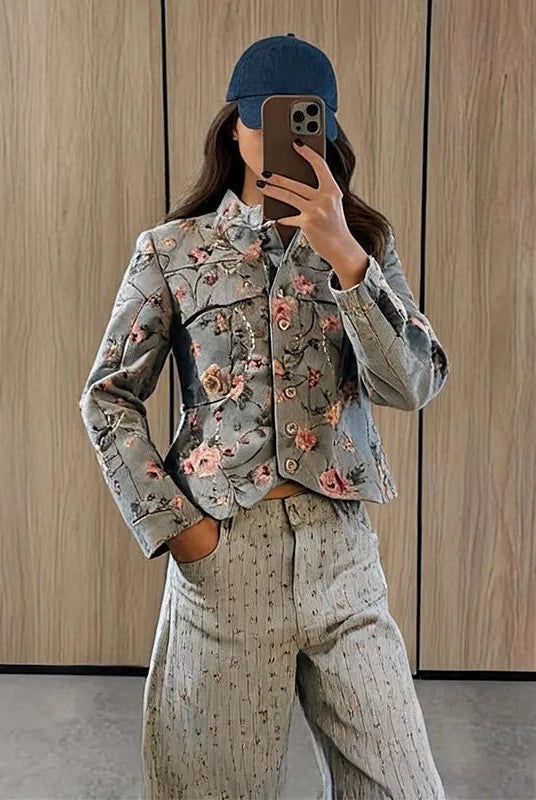 SOERA Laura Vintage Jacquard Cropped Jacket - Jacket - SOERA-203779-PIC-XS-16579 XS