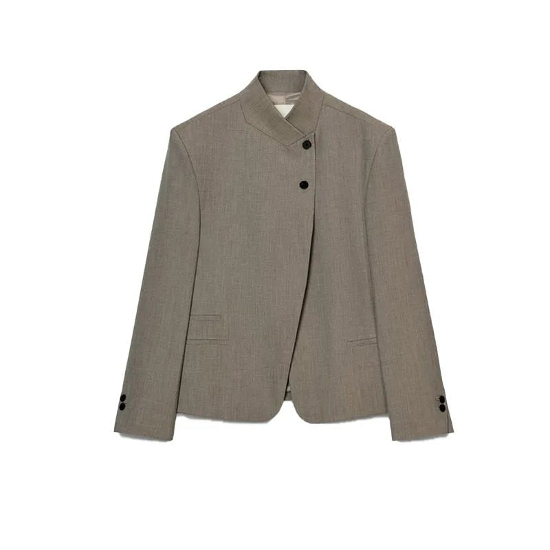 SOERA Noa Solid Stand Collar Blazer Jacket - Jacket - Beige XS