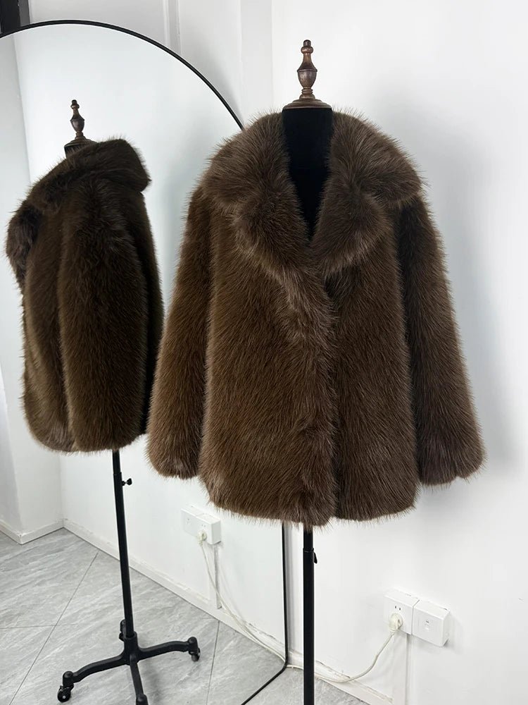 SOERA Carissa Faux Fur Coat - Jackets - 3256810153581963-;HB1766488748813999437 Dark Brown XL