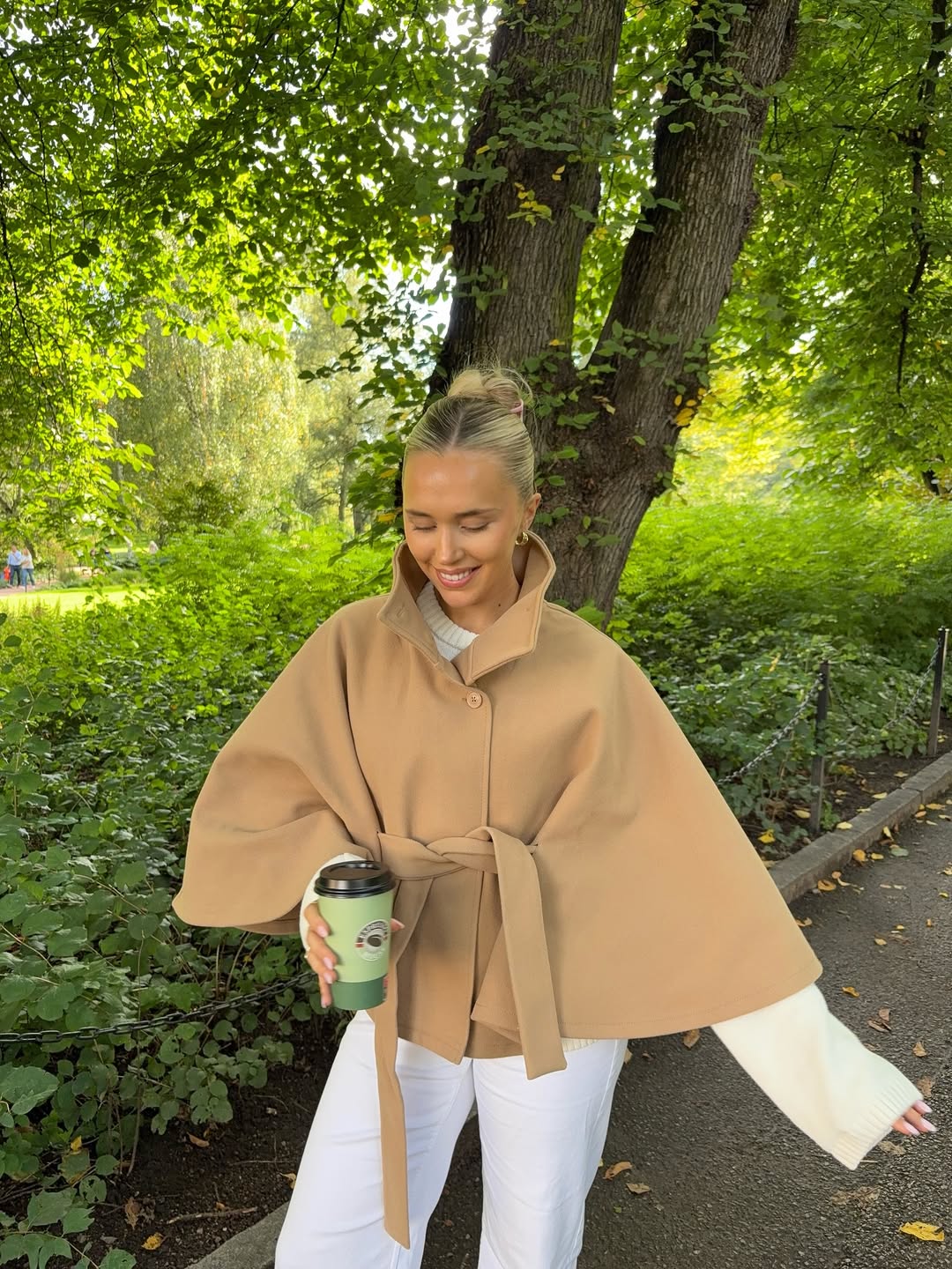 SOERA Gianna Elegant High - Neck Belted Cape Jacket - Jackets - Sa1760544073335417857 Beige S