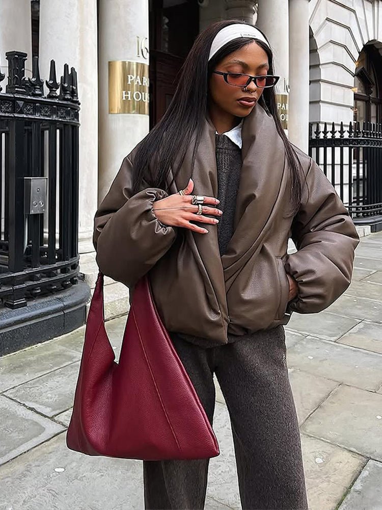 SOERA Lara Lapel Leather Jacket - Jackets - 3256809702498561-;Ee1767257410833150162 Brown L