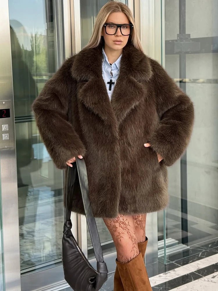 SOERA Lena Oversized Faux Fur Coat - Jackets - 3256810183956552-;la1766488746366539418 Dark Brown XL