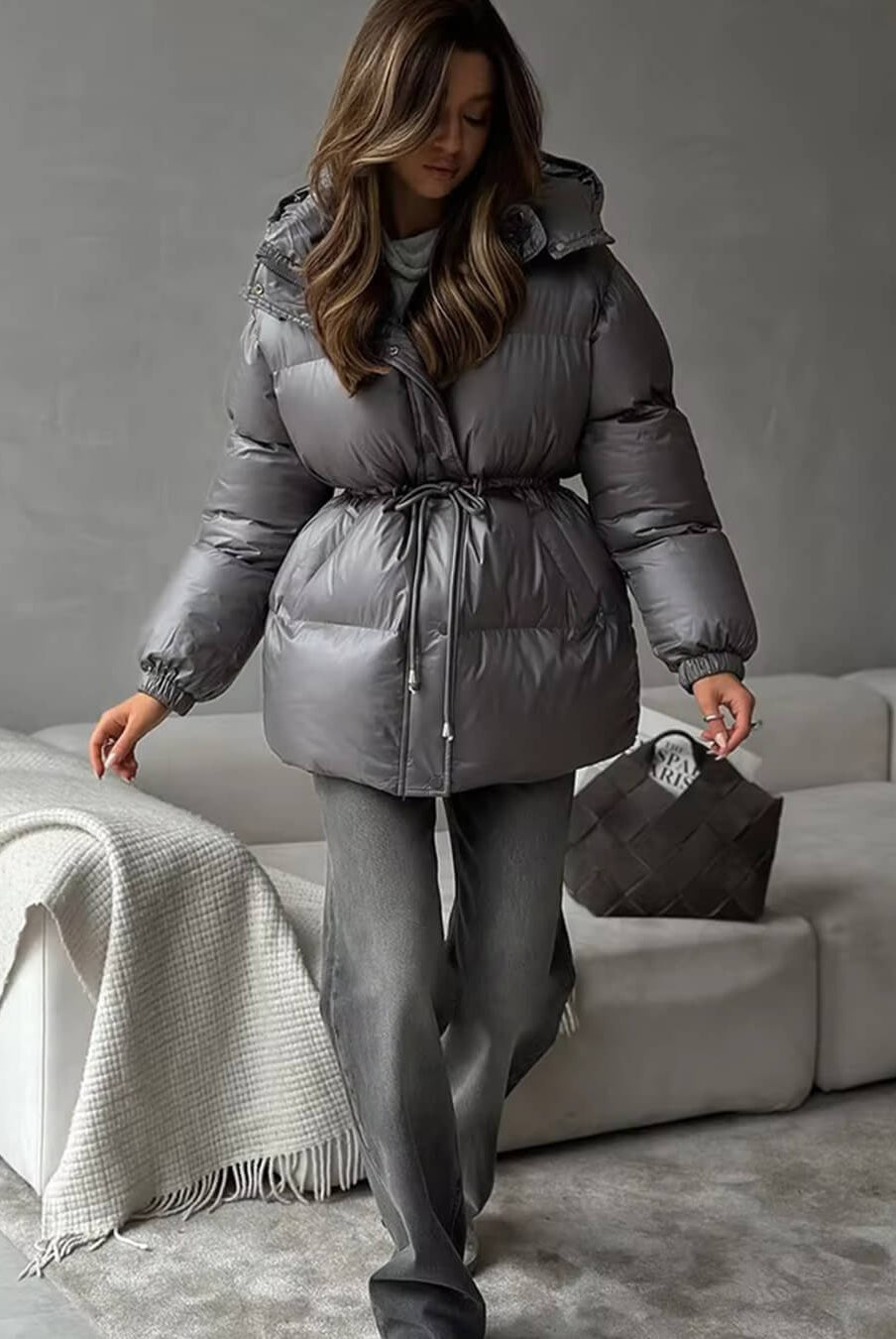 SOERA Lorie Drawstring Hooded Puffer Coat - Jackets - 1005010026834237-;Bl1761217546552308264 Dark Gray M