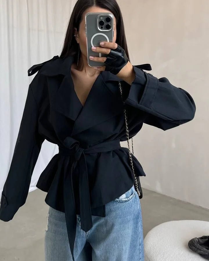 SOERA Molly Belted Cropped Trench Coat - Jackets - 1005009088260377-;bq1773321573476202635 Beige S