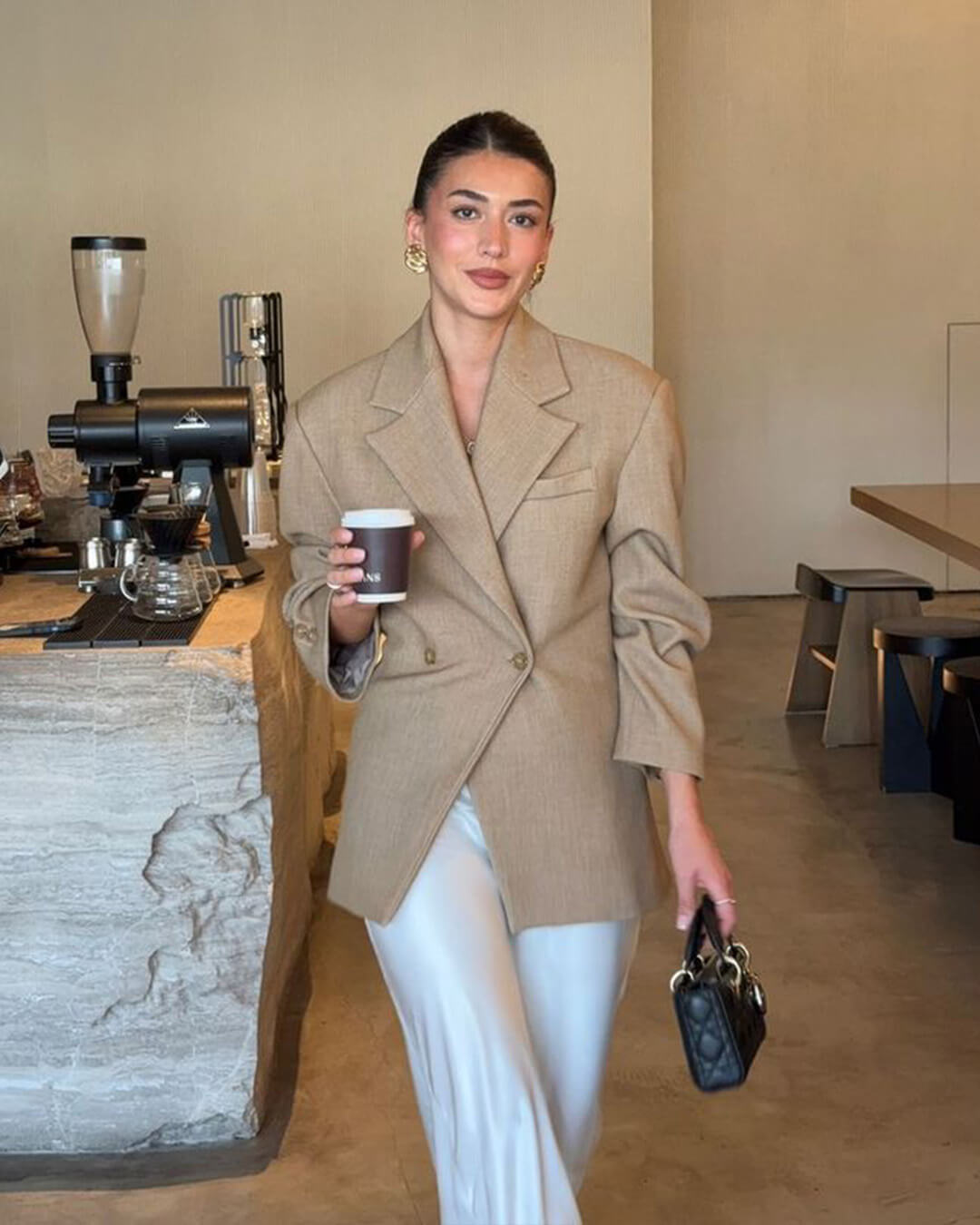 SOERA Myrna Notch Lapel Cinched Blazer - Jackets - rn1770276357224449192 Beige L