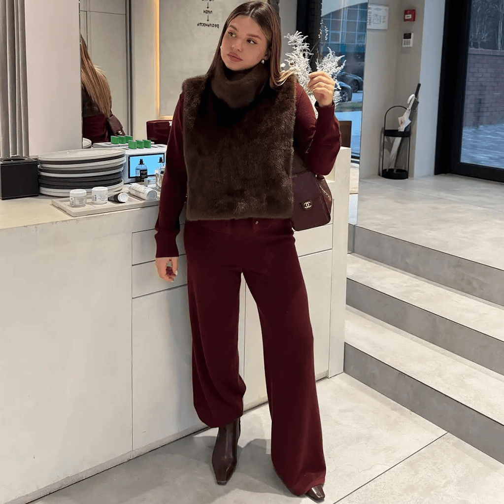 SOERA Rina Faux Fur Turtleneck Vest - Jackets - Dark Brown