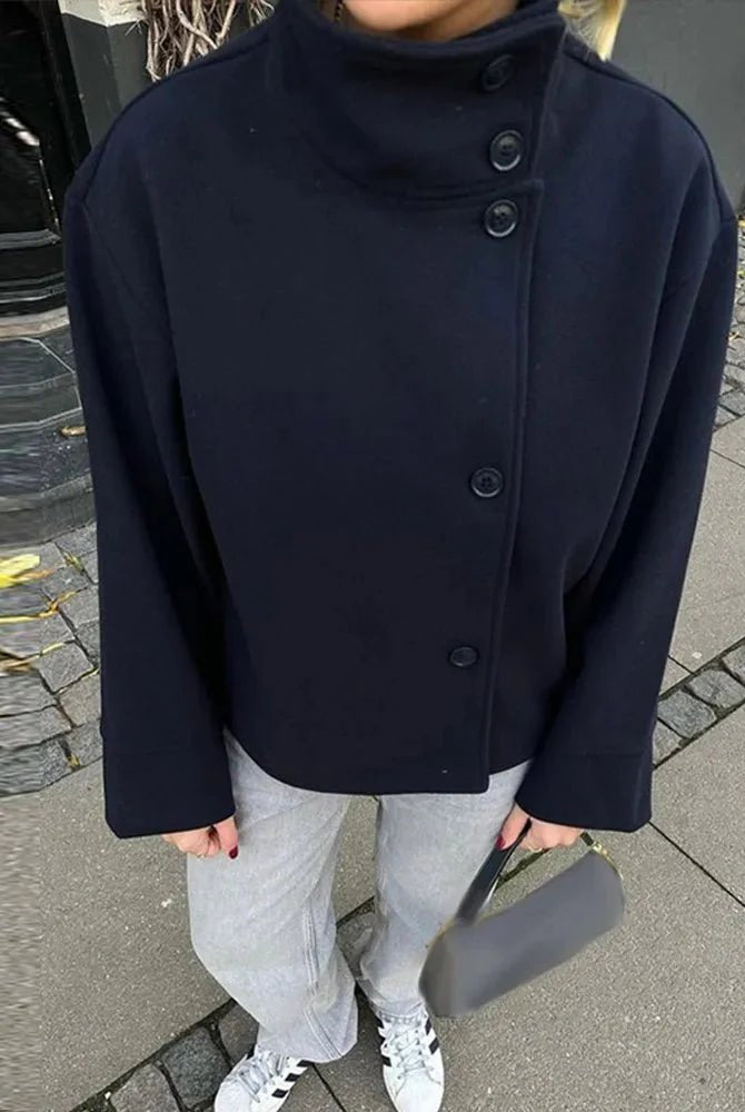 SOERA Rosalia elegant Jacket with Stand Collar - jackets - SOERA-Rosalia-Elegant-Lady-Womens-Jacket-with-Stand-Collar-for-Autumn-Style-Jacket-NavyBlue/S Navy Blue S