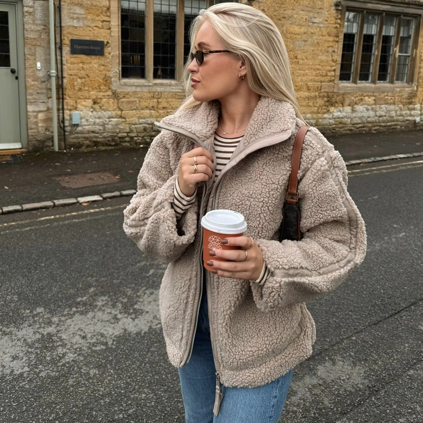 SOERA Susan Zip Up Teddy Jacket - Jackets - dR1763304746543094136 Beige S