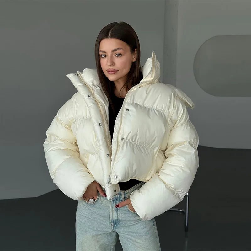 SOERA Sylvia Hooded Cropped Puffer Jacket - Jackets - 3256810068202773-;Oe1763625119542299005 White S