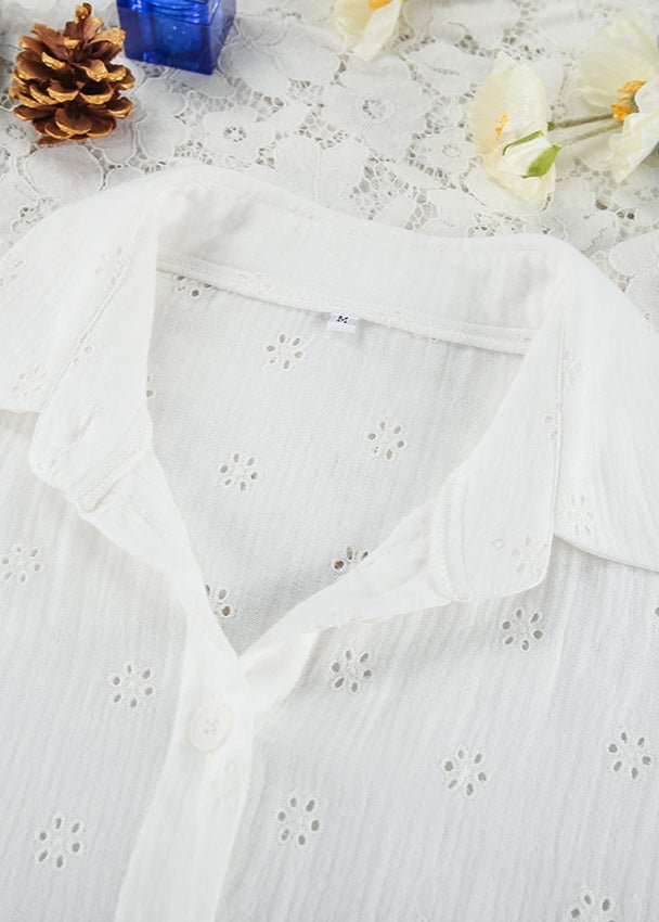 SOERA Beatrice Eyelet Ruffle Shorts Set - Matching Sets - White 3 Piece Set M