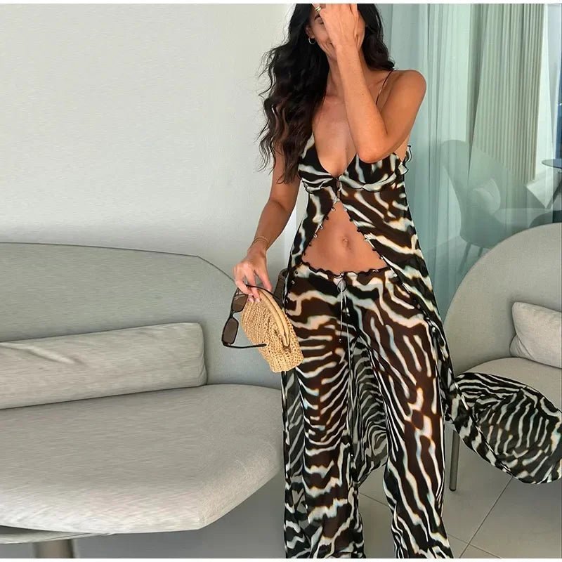 SOERA Bianca Zebra Tunic Top and Trouser Set - Matching Sets - Set (Top+Pants) M