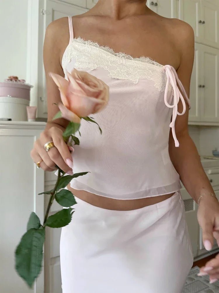 SOERA Celeste Lace-Paneled Camisole and Skirt Set - Matching Sets - Pink XS