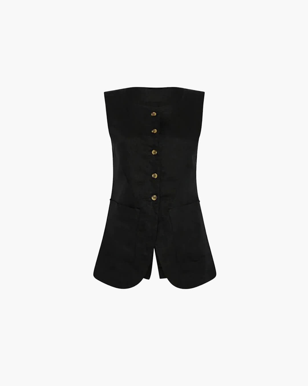 SOERA Irma Sleeveless Linen Set - Matching Sets - Top Black