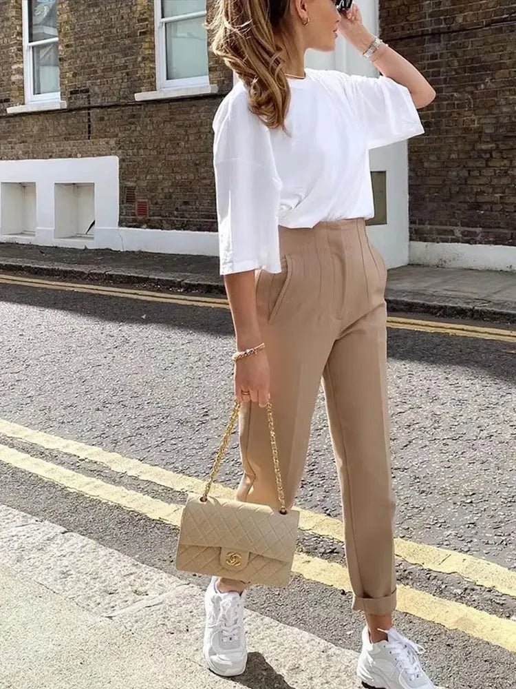 SOERA Sofia High Waist Pencil Pants - Pants - Cream XS