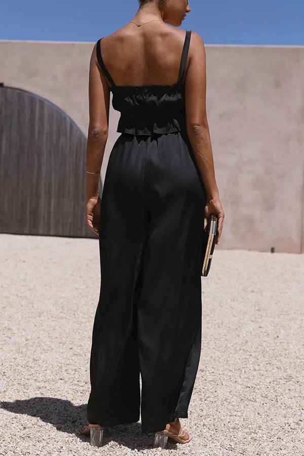 SOERA Julianne Ruffle Top Elastic Waist Pants Set - Set - Rj1776125365231051488 Black S