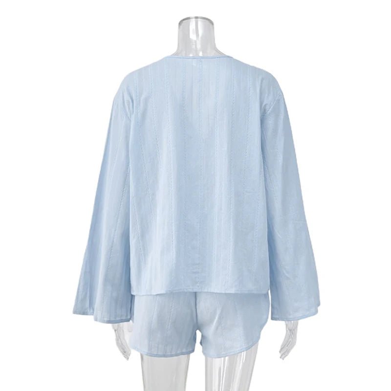 SOERA Julienne Cardigan Shorts Set - Set - 1005008557919058-;yi1769140529577781279 L