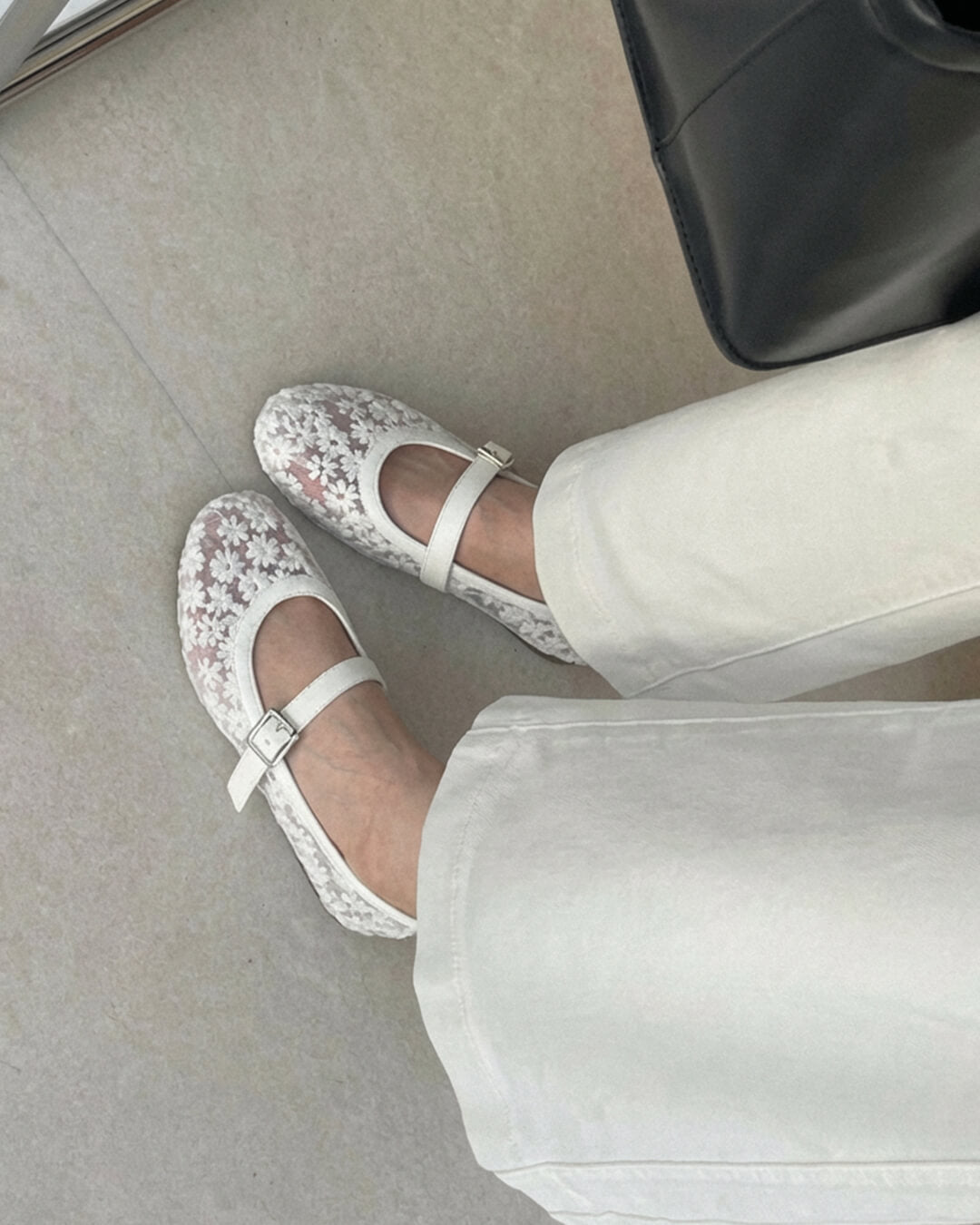 SOERA Helen Mesh Mary Jane Ballet Flats - Shoes - 1005010714131580-;cY1769140528171146533 White 37