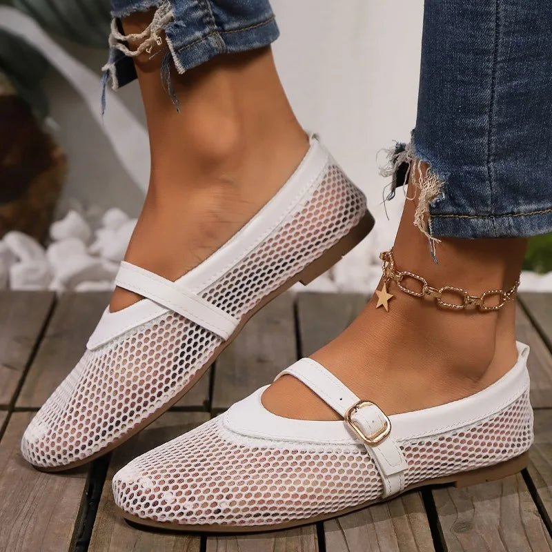 SOERA Hermione Mesh Mary Jane Ballet Flats - Shoes - Black 35