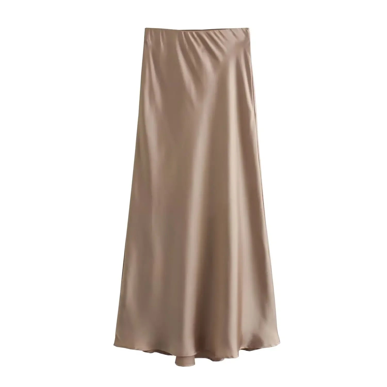 SOERA Anais High Waist Black Satin Midi Skirt - Skirt - Brown XS