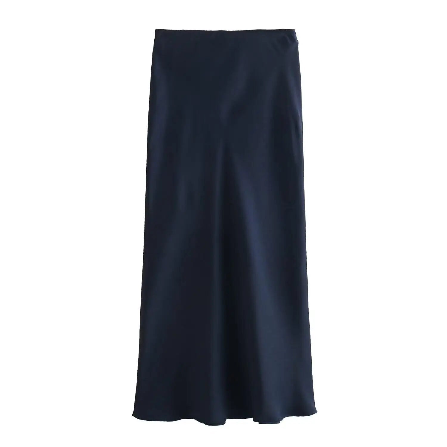 SOERA Anais High Waist Black Satin Midi Skirt - Skirt - Navy Blue XS